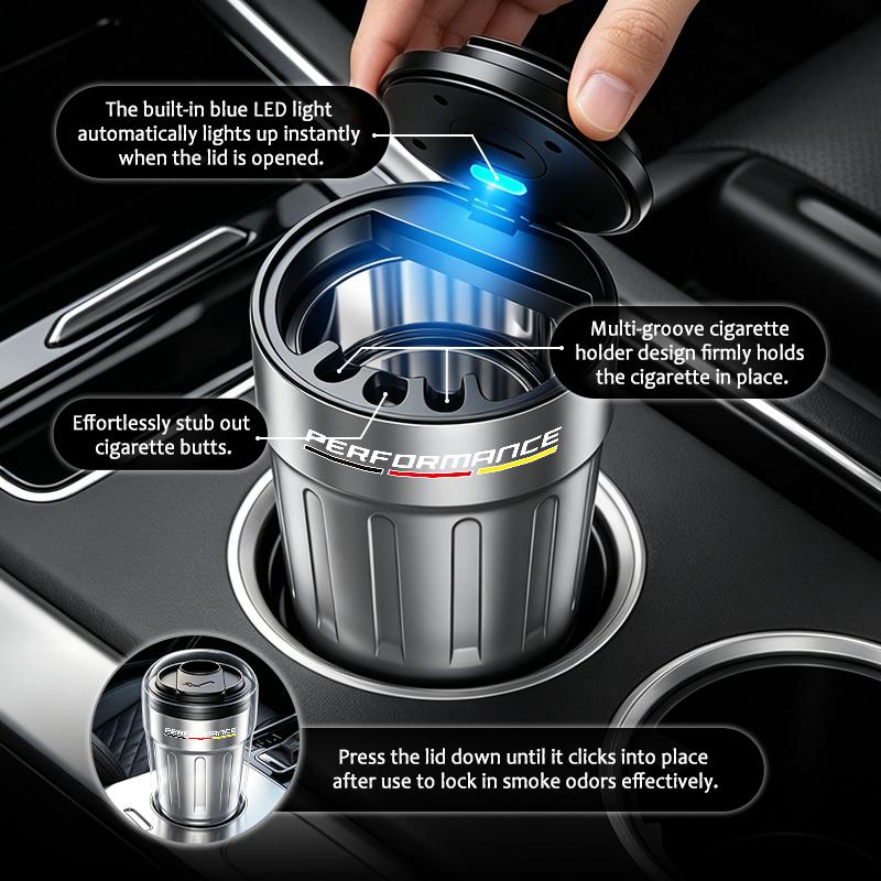 BBKO9 Car Ashtray Creative Coffee Cup Ashtray With Lid Metal Lining ABS Shell For BMW Performance E91 X5 E70 F11 E30 F31 X3 F25 F32 x7