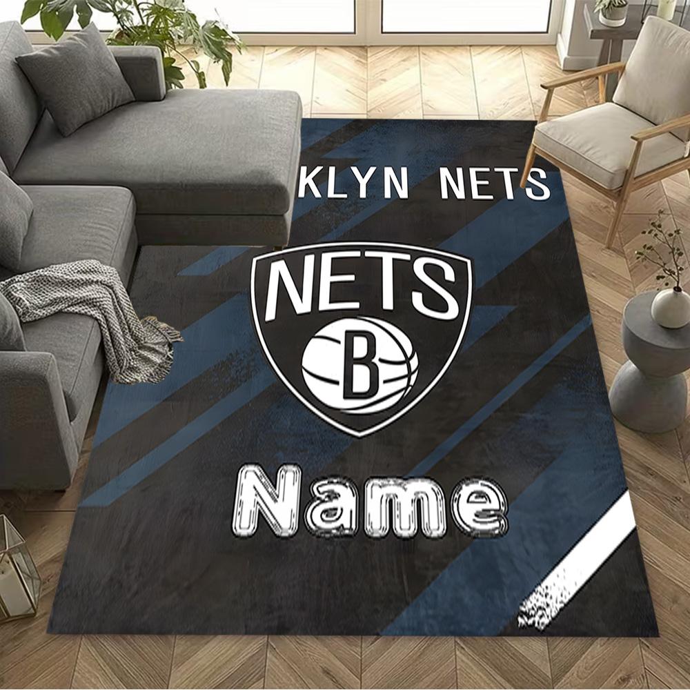 Brooklyn Nets Print Customize Your Name Carpet Suitable for Dormitory Bedrooms Hallway Decorate Room Anti-slip Rug Decorate Offices