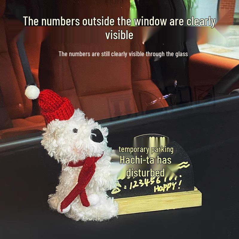 West Highland Dog Plush Car Parking Number Plate & Blackboard Ornament