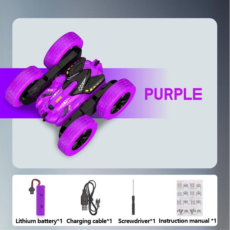 Children's 4-Wheel Double-Sided Long-Distance RC Stunt Car with 2.4G Control, LED Lights, Off-Road and Drifting Capabilities