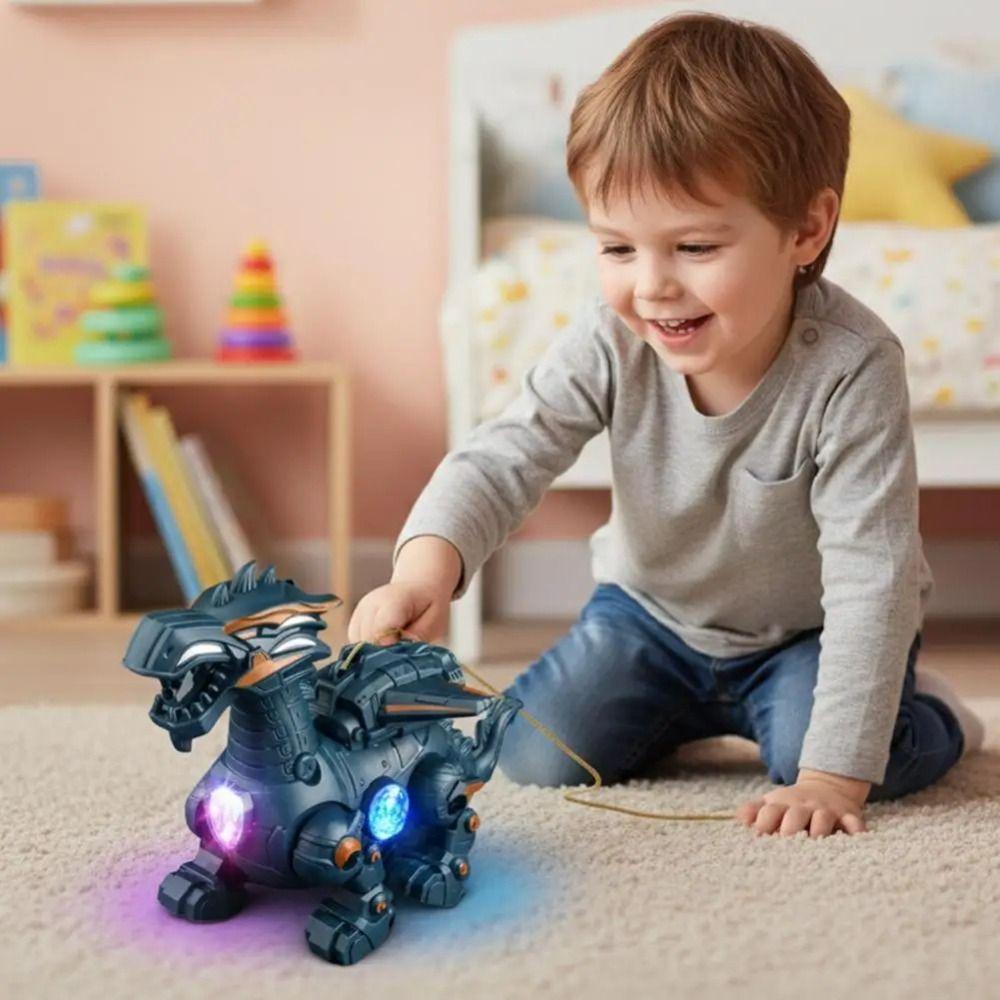 Cool Light Mechanical Dinosaur Electric Powered Simulation Fire Toy Entertainment Game