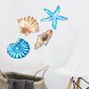 Décoration de Chambre Thème Marin Lot de 4 Pièces Décoration Murale Coquillage Étoile de Mer, Art en Bois Coquillage et Conque, Décoration Intérieur Extérieur Panneaux Côtiers pour Plage