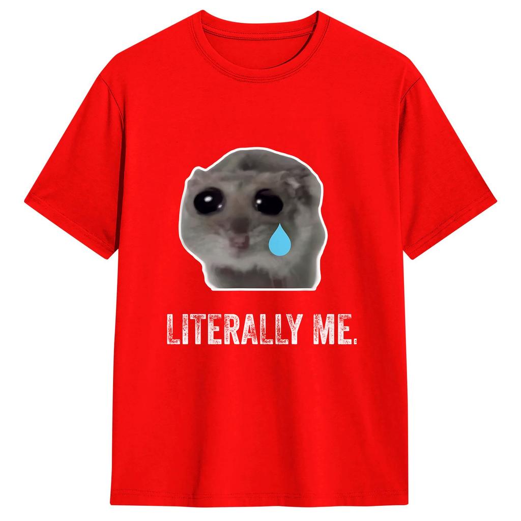 Unisexs Tshirts Cute Hamster Meme Hipster Pure Cotton Tee Shirt Short Sleeve T Shirt Round Neck Tops Party