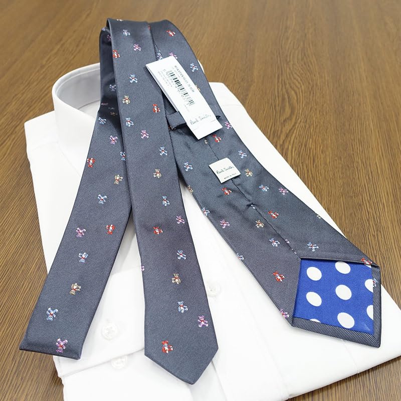 [Brand Necktie Gift Set] Paul Smith Necktie, Gray, with Ribbon, Paul Smith Case & Shopping Bag (REDROSE Original) PS199 GrayMulticolor (Gift,