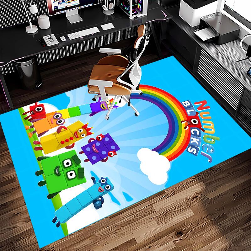 Number block Print Area Rug - Soft, Washable Non-Slip Indoor Mat for Office Chairs, Living Room, Home Office Decorative Rug