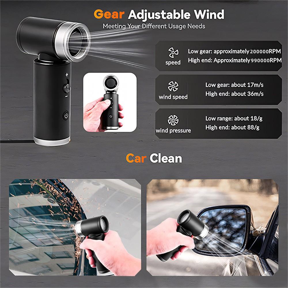 Winter Snow Removal 900000 RPM Powerful Blower Vacuum Cleaner Type-C Charging Strong Wind 53m/s Brushless ViolentFan