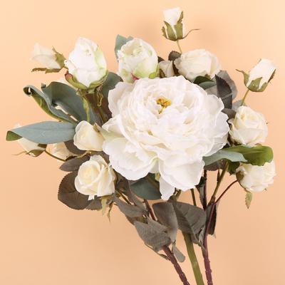 Silk Floral Arrangements Valentines Artificial Peonies Roses Realistic Fake Bouquet with Stems for Home Indoor Coffee Centerpiece Table Decor Wedding