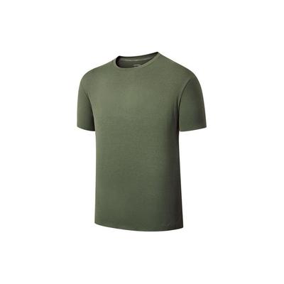 Atmungsaktiv Bequem Einfarbig Sportlich Lässig Laufen Pendeln Rundhals Kurzarm T-Shirt Herren Tops Milch-Armeegrün SC2249099A-GE27
