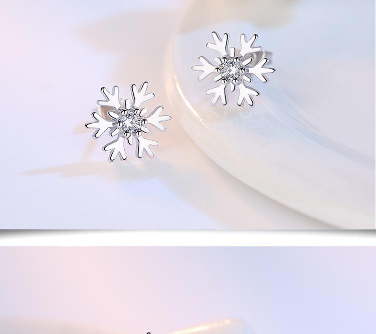 S999 Reinsilber Schneeflocke Zirkon Ohrstecker, Koreanischer Stil Weihnachten Damenmode, Exquisiter Nischenschmuck