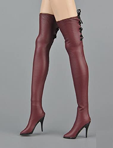 

[TOYBARJAPAN] 1/6 Scale Figure Accessories/Female Sexy Beauty Fashion Dark Brown Long Boots with High Heels (Body and Head Not Included)