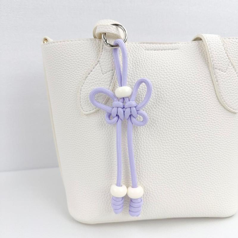 DIY Bag Pendant 1Pcs Handmade Butterfly Braided Rope Keychain Charm for Purse Decoration Customizable Accessory
