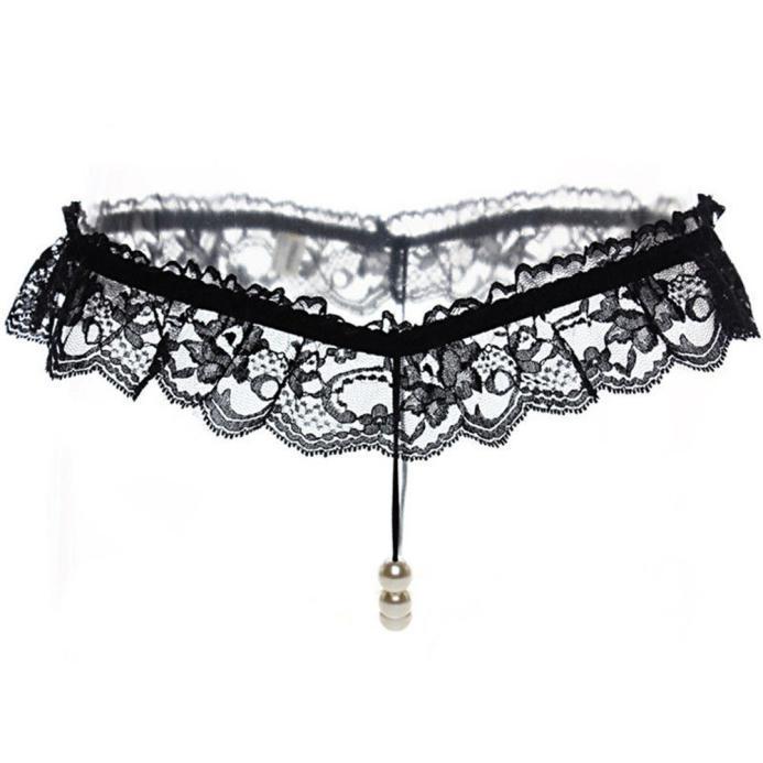 Sexy Lady Women Thongs G-string Lace Pearl Panties Lingerie Underwear