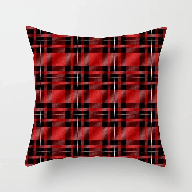

Scottish Red Plaids Pillow Cushion Cover Home Decor Geometric Pillowcase Hot Modern Nordic Fashion Christmas Sofa Throw PillowsDRD-,(7) 66x66cm