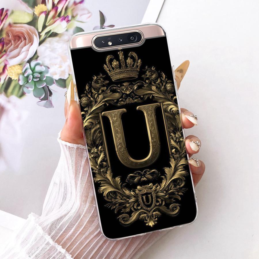 

For Samsung Galaxy A80 A90 4G Case SM-A805F Back Cover Soft Silicone TPU Initial Letter Pattern Case for SamsungA90 A 80 Capa Samsung A90 4G