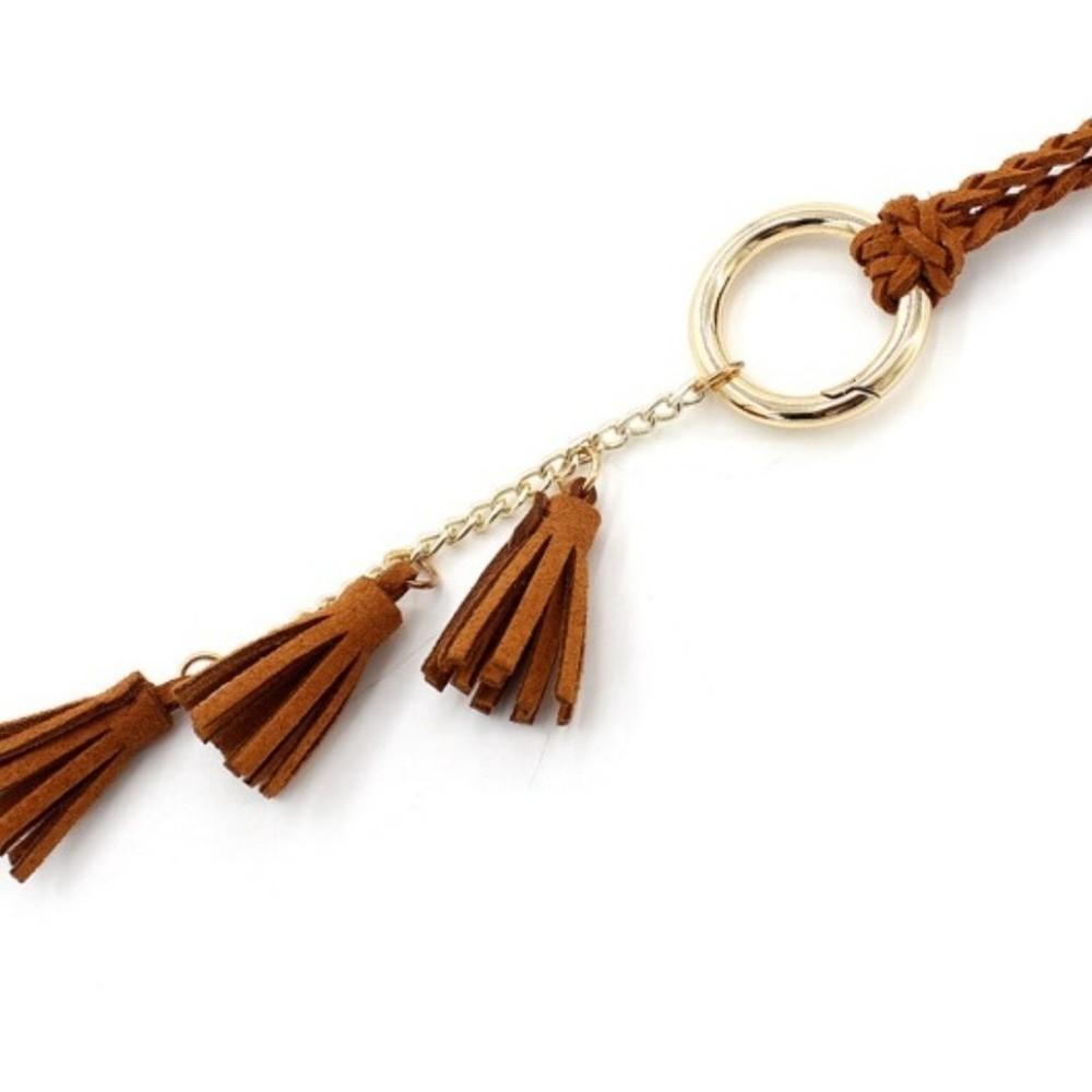Braided Design Braided Tassel Belt Tassel Detail Dress Waistband Fashion Knit Belt Waist Accessory