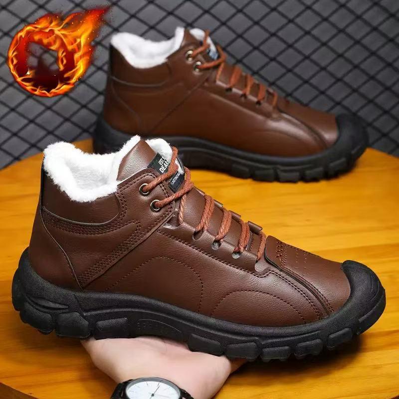 Stivali da Neve Invernali Uomo Ispessiti e Caldi Stivali Uomo Monocolore Scarpe Uomo con Suola Morbida e Tomaia Morbida