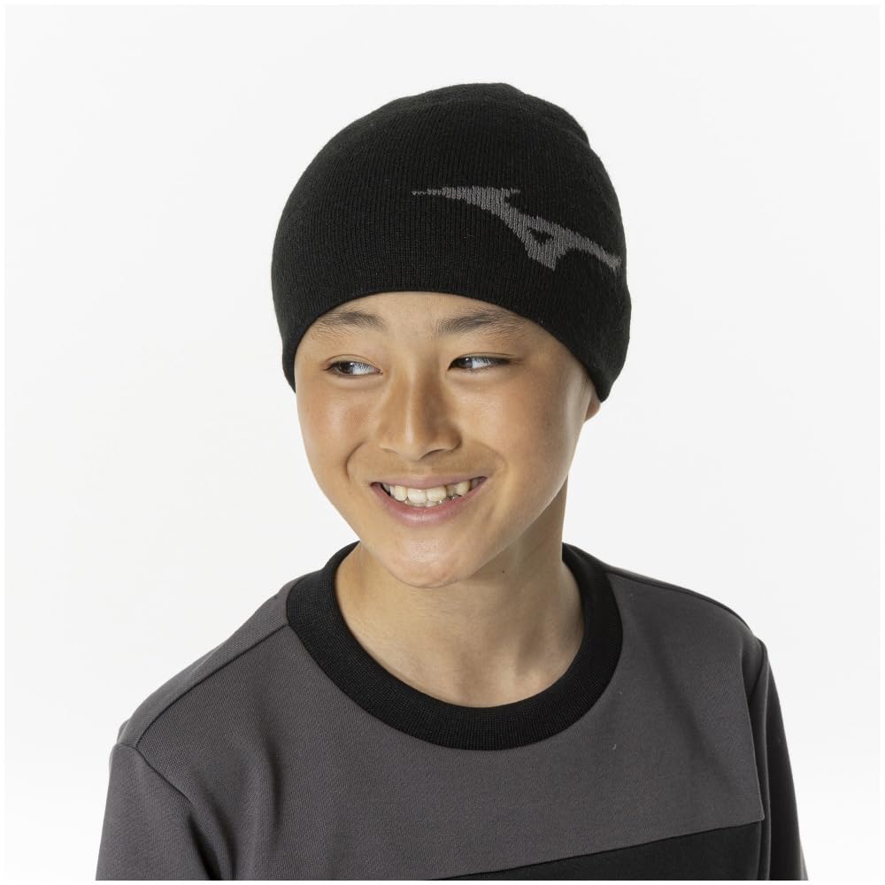 Mizuno Breath Thermo Training Wear Knit Cold for Adults Model Black Cap, Protection, Moisture-Wicking, Heat-Retaining, (Head Circumference 55-60cm),