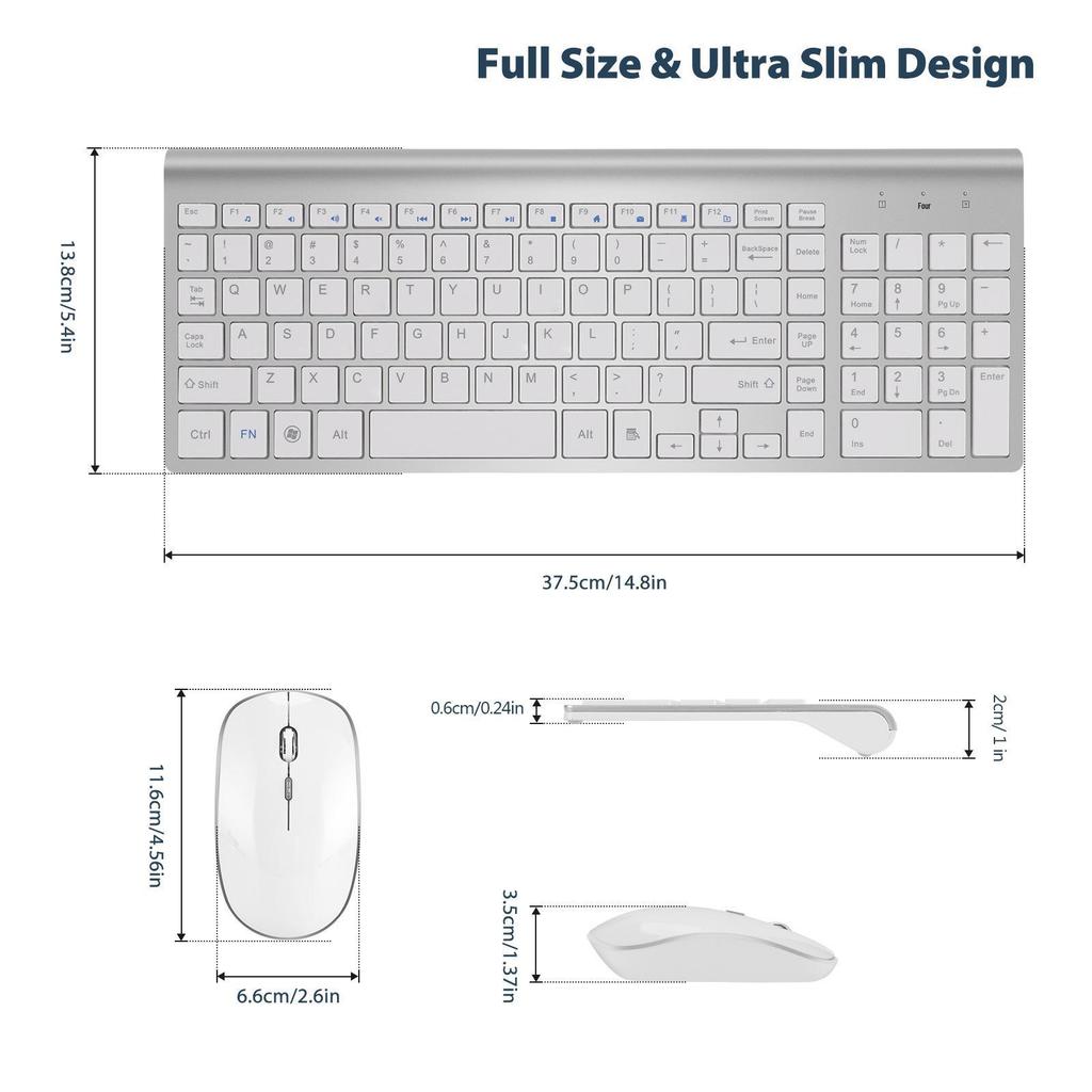 Ultra tenká tichá ergonomická bezdrôtová súprava klávesnice a myši so nožnicovým spínačom a numerickou klávesnicou
