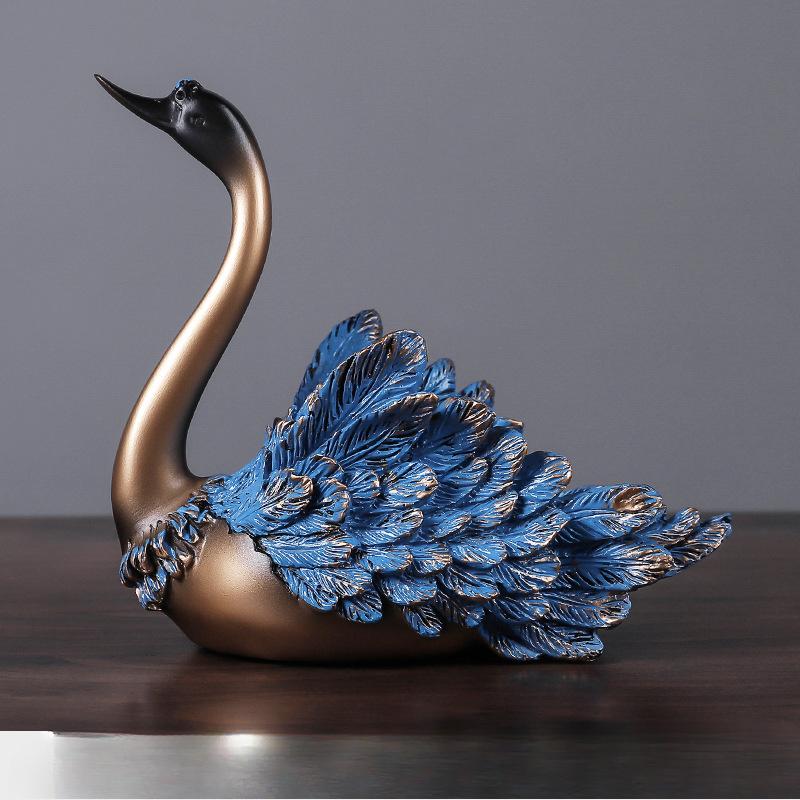 Modern Premium Couple Swan Ornaments Furniture Living Room Entrance Wine Cabinet TV Cabinet Resin Craft Decoration