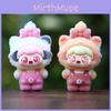 9pcs Creative Cat Head Overalls Girl Model Doll Ornament Set For Collectors