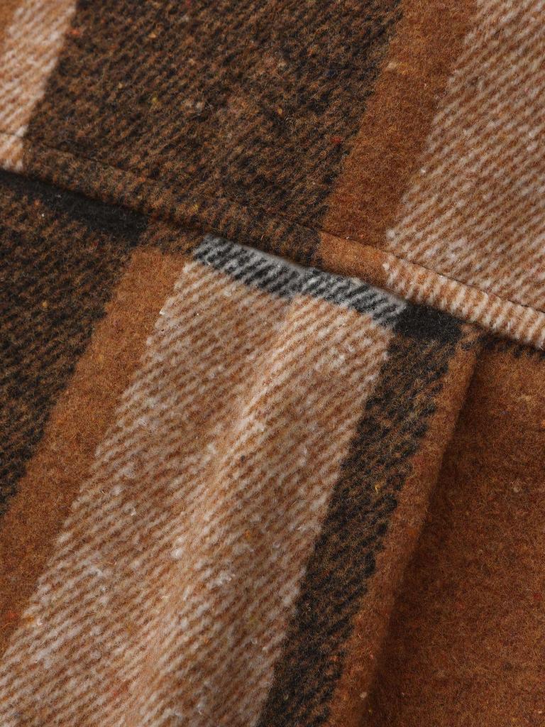 Men's Retro Plaid Brushed Long Sleeve Shirt Jacket with Elegant Lapel