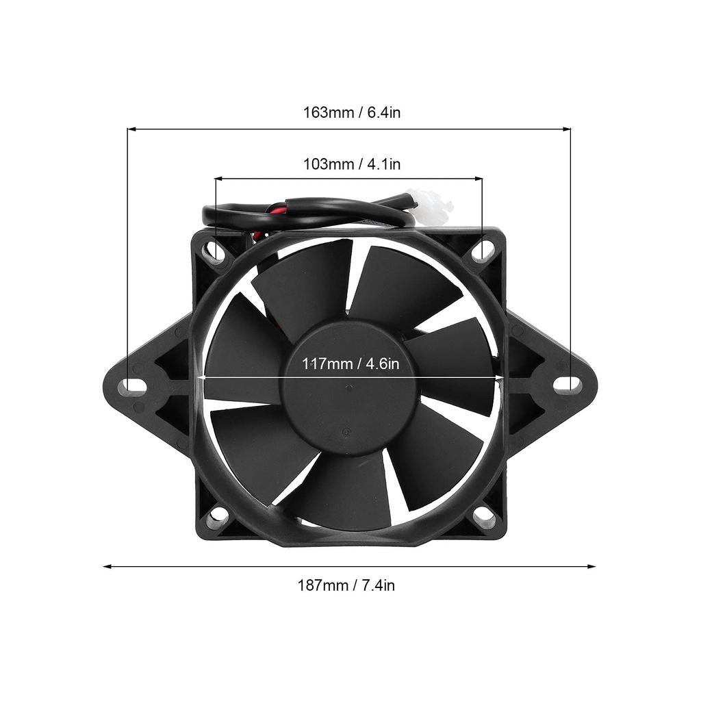 12V 15W Electric Engine Cooling Fan for Motorcycles, ATVs, 150cc, 200cc, 250cc Go Karts, ATVs, Motos, Quads, and Buggies