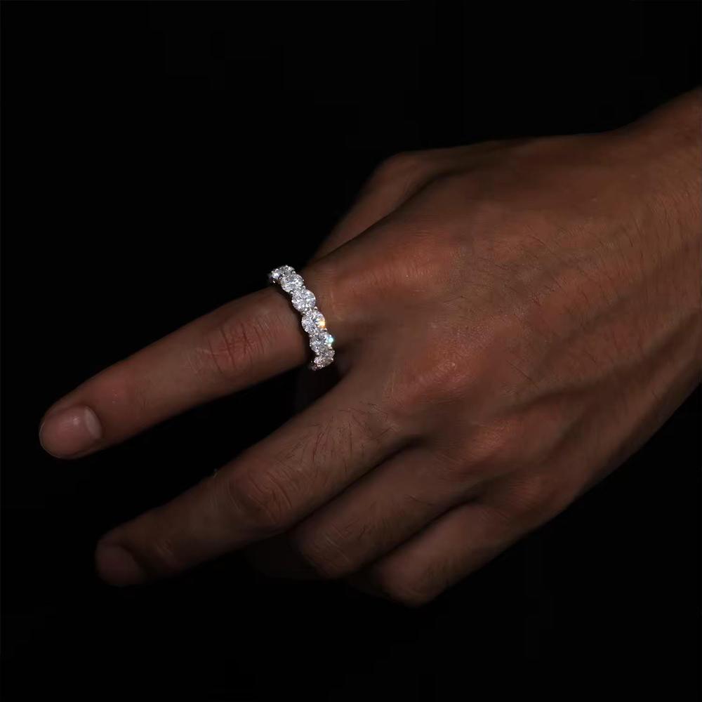 Farbe Moissanit Reihenring 925er Sterlingsilber Diamant Eheringe für Damen Zertifizierter Feinschmuck Geschenk Houtros
