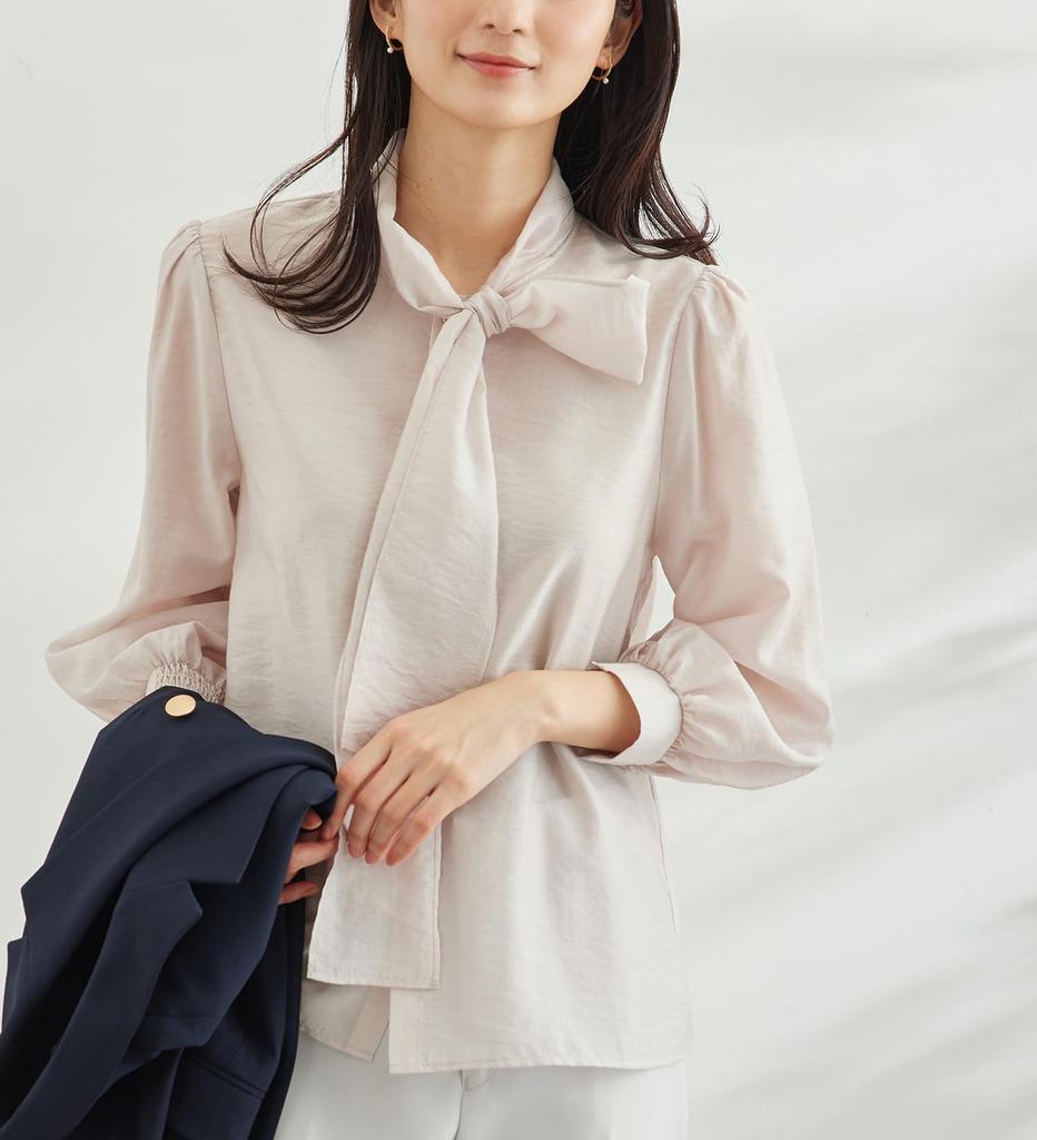 ROPE PICNIC Sheer Ribbon Blouse GDH13170 Beige 38 Women's (27)