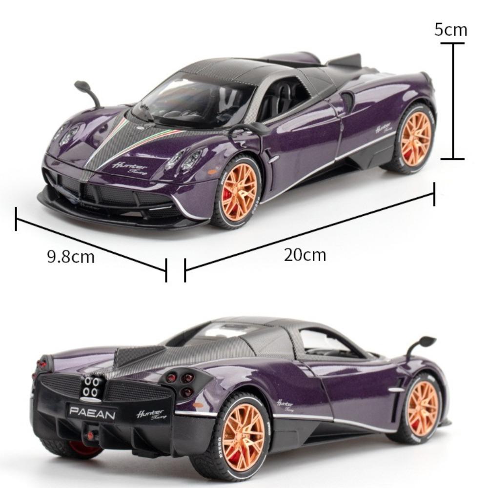 1:22 Pagani Huayra Sports Car Model Toy Alloy Diecast Doors Opened Sound Light Pull Back Miniature Supercar Holiday Kids Gifts