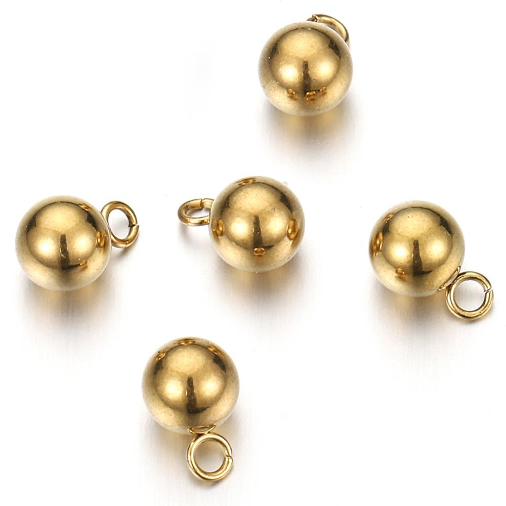 20-40pcs Stainless Steel Beads Solid Ball Charms for Necklace Bracelet Jewelry Making DIY Earrings Gold Bead Pendants