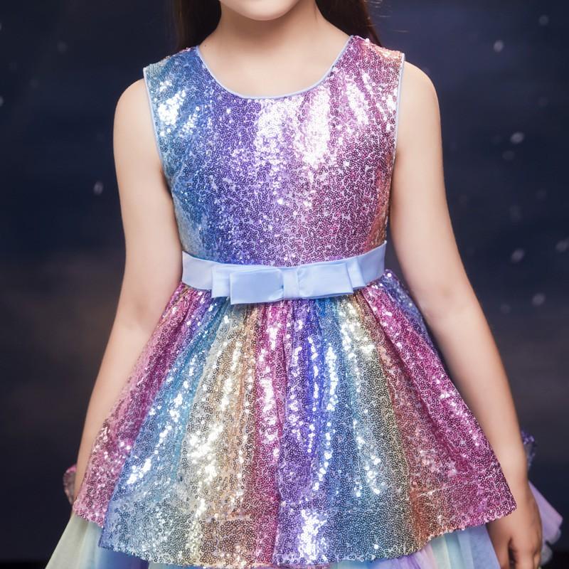 Girls Princess Tulle Gown Sequined Pageant Dress Kids Wedding Party Prom