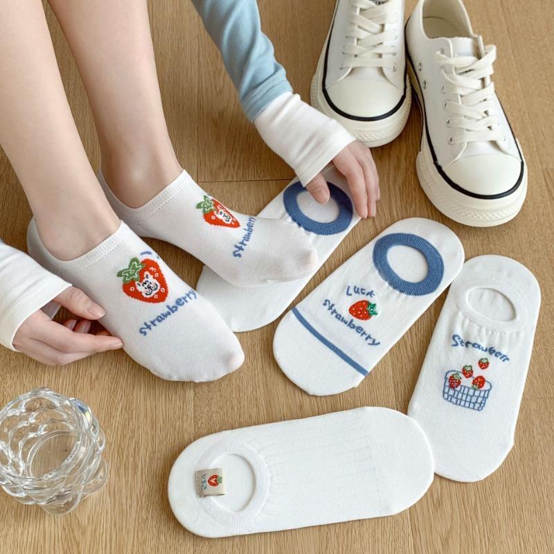 Women's Summer Thin Shallow Mouth Invisible Sweet Fruit Silicone Non Slip Boat Socks