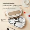Lunch Box, Office Worker's 304 Stainless Steel Bento Box, Elementary School 's Microwave-Safe 4-Compartment 1.5L Lunch Box with Chopsticks And Spoo