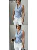 Striped Sleeveless Tie-Waist Slimming Vest for Women