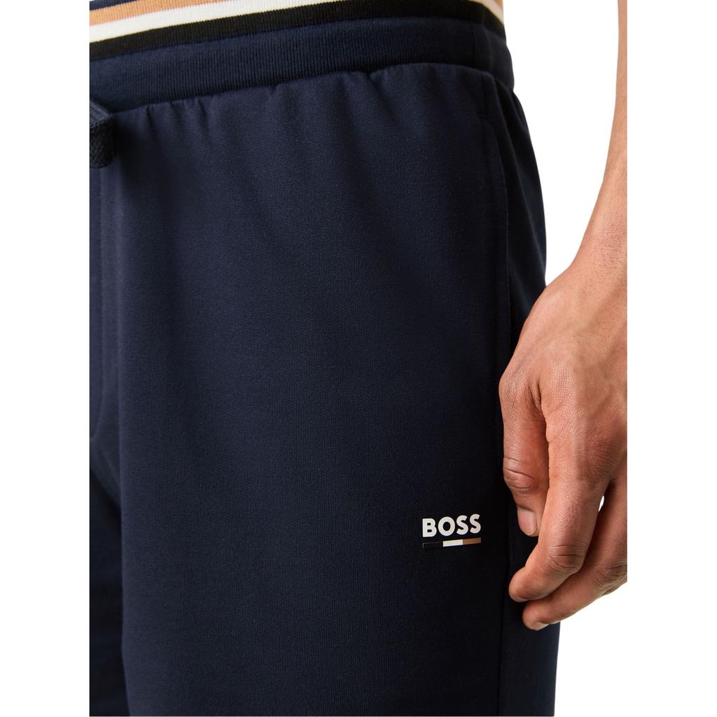 BOSS Mens Fleece Striped Tapered Sweat Shorts