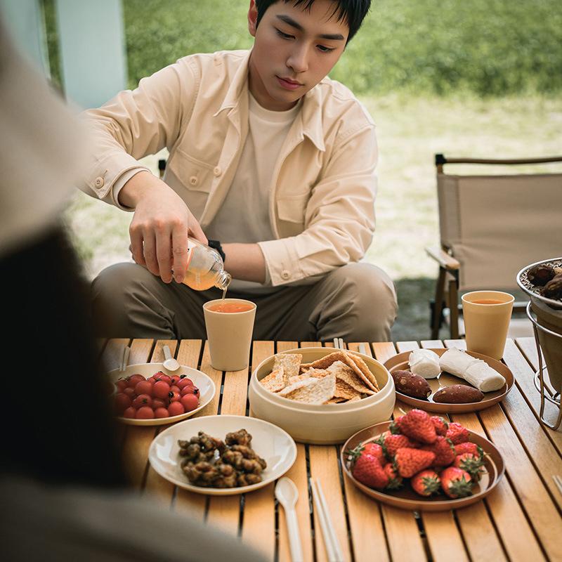 Neuer zusammenklappbarer Camping-Picknick-Geschirrkorb mit Deckel, faltbarer Aufbewahrungskorb
