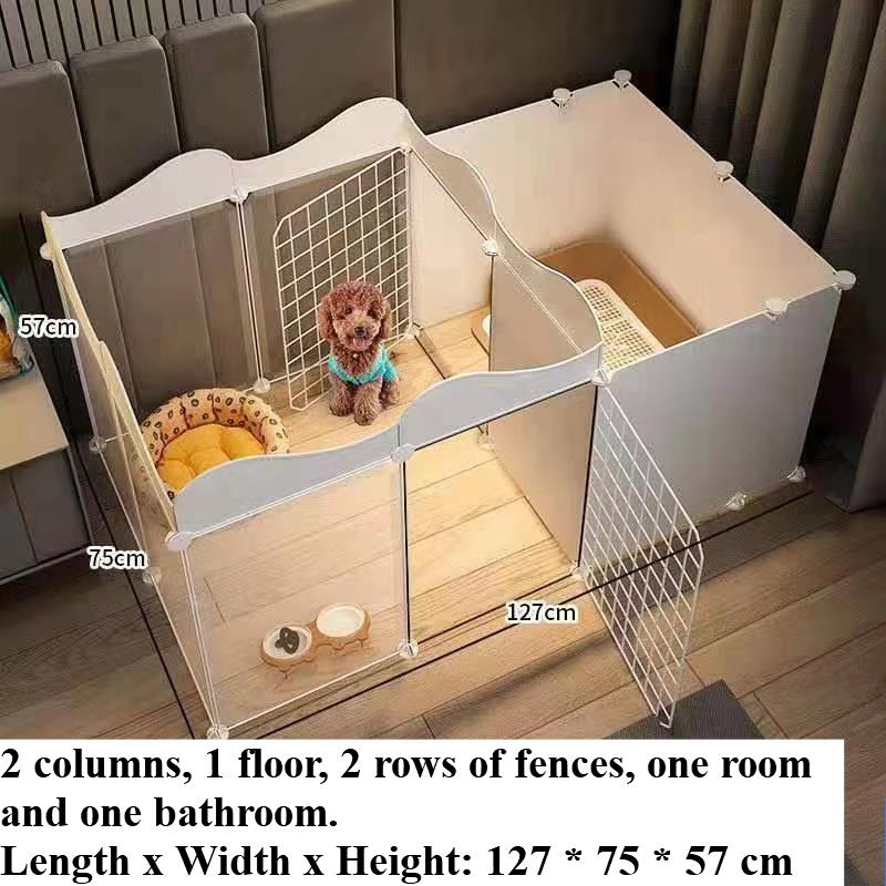 Home Pet Dog Enclosure House Indoor Small Dog Poodle  Fence Isolation Door Dog Cage with Toilet Area Scientificly Divided Den