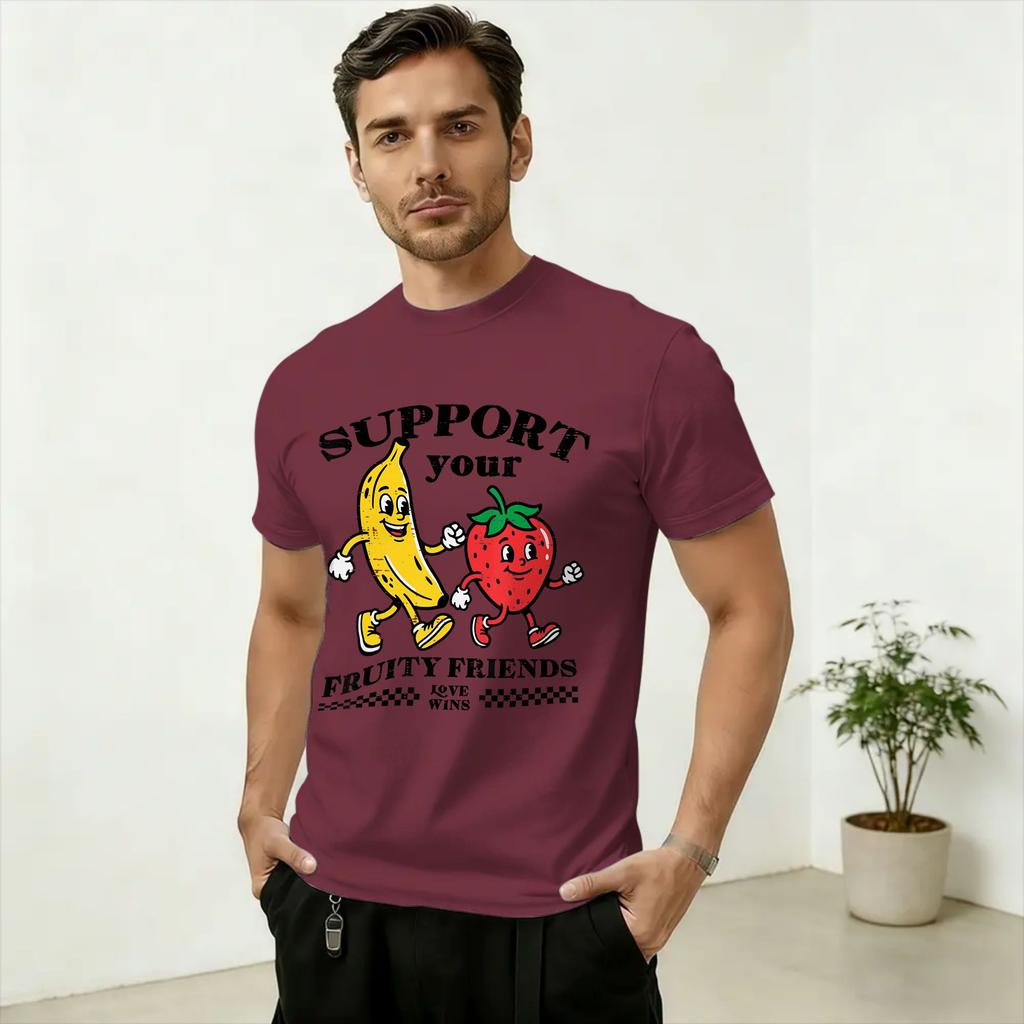 LGBTQ Support Your Fruity Friends Gay Pride Cotton T Shirt For Unisex Summer TShirts Popular Tees Plus Size Loose Tops