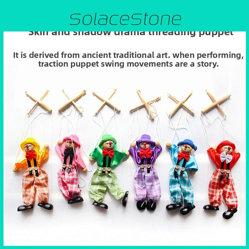 Kids Wooden String Puppet Clown Art Craft Handcrafted Toy For Creative Play