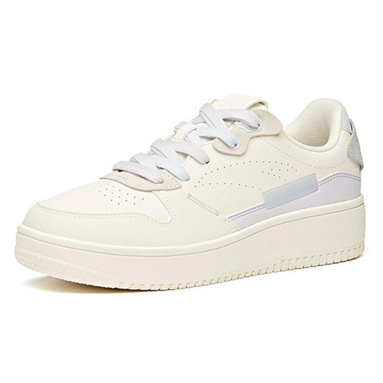 Anta Life Collection Synthetic Leather Slip Resistant Abrasion Resistant Low top Skateboard Shoes Women's White Purple 922118018-1