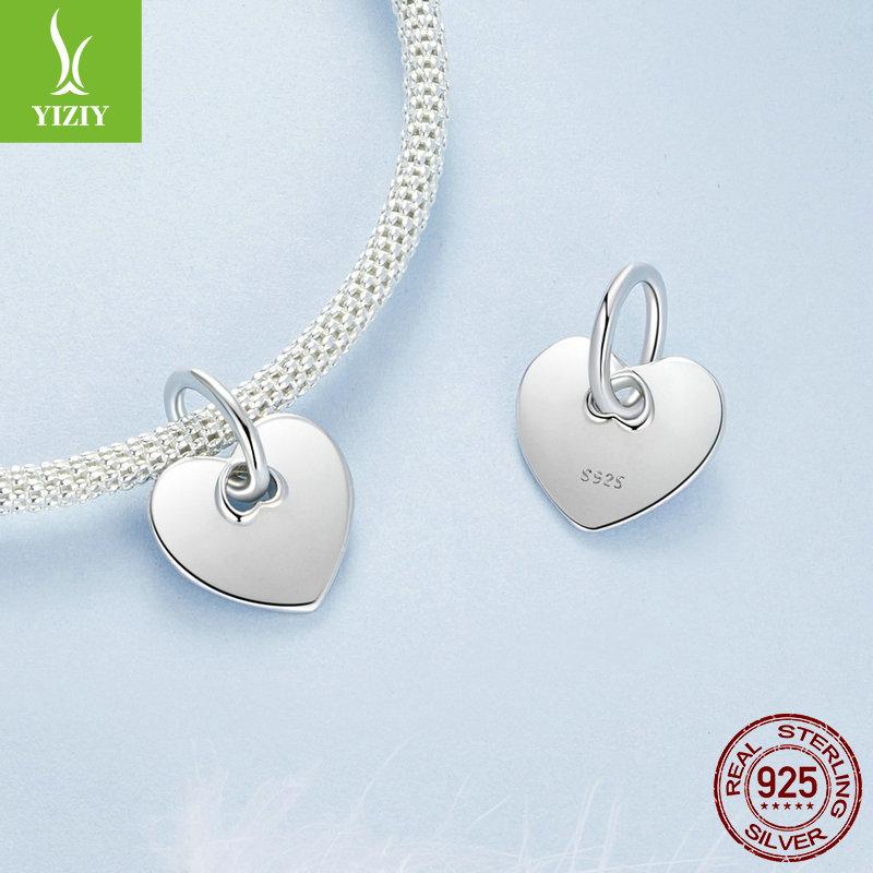 Simple Love Can Be Engraved Diy Pendant, Fashionable And Versatile S925 Sterling Silver Bracelet Necklace Beaded.
