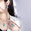Jewelry Copper Plated Real Gold Simulation Paraiba Ring Necklace Set Creative Full Diamond Deluxe Set 8 * 16