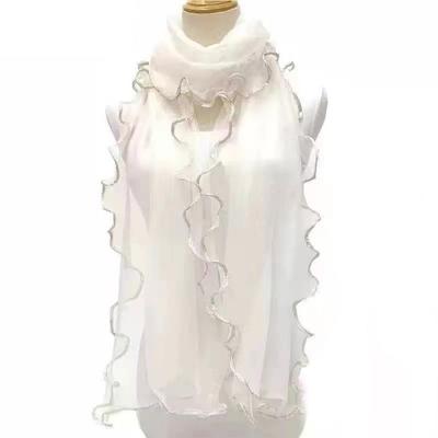 5 Colors Summer Sunscreen Headscarf Neck Wrap Elegant Lace Decorative Bandana Women Scarves Breathable Long Scarf Silk Shawl