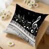 1Pc Black White Piano Key Music Note Pillowcase Soft Fabric for Sofa Bedroom Home Decor x-2