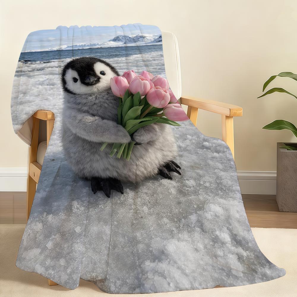 Cute Penguin Kawaii Blanket Soft Throw Blanket for Home Bedroom Bed Sofa Picnic Travel Office Rest Cover Blanket Gift