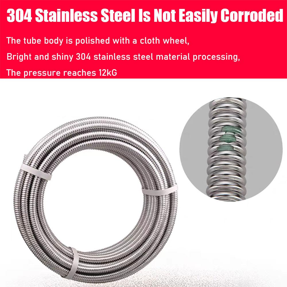 304 Stainless Steel Corrugated Pipe, 16/16.8/20/25mm Water Heater Hose, Hard Corrugated Coil For Hot And Cold Water Inlet And Ou