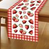 WADORN Strawberry Table Runner, 13x72 Inch Buffalo Plaid Check Fruit Kitchen Dining Table Decoration Spring Summer Seasonal Farmhouse Table Runners
