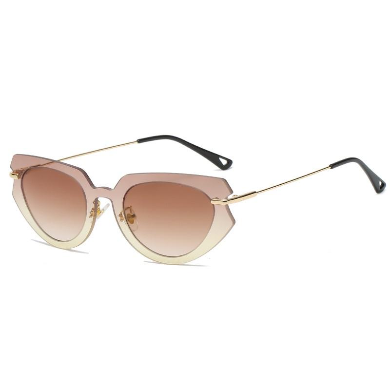 Rimless Cat Eye Sunglasses Women One-Piece Transparent Gradient Frame Sun Glasses Brand Designer Eyeglasses Shades Uv400