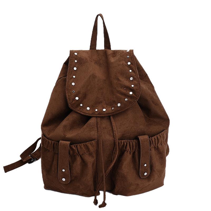 Suede Leather Large Capacity Backpack For Women With Breathable Design For Daily Use