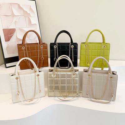 New Style  Simple  Personalized  Retro Casual Texture  Spring Slanted Strap Chain Small Square Bag for Women
